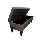 Pouf de rangement long capitonné Brooke à 10 boutons