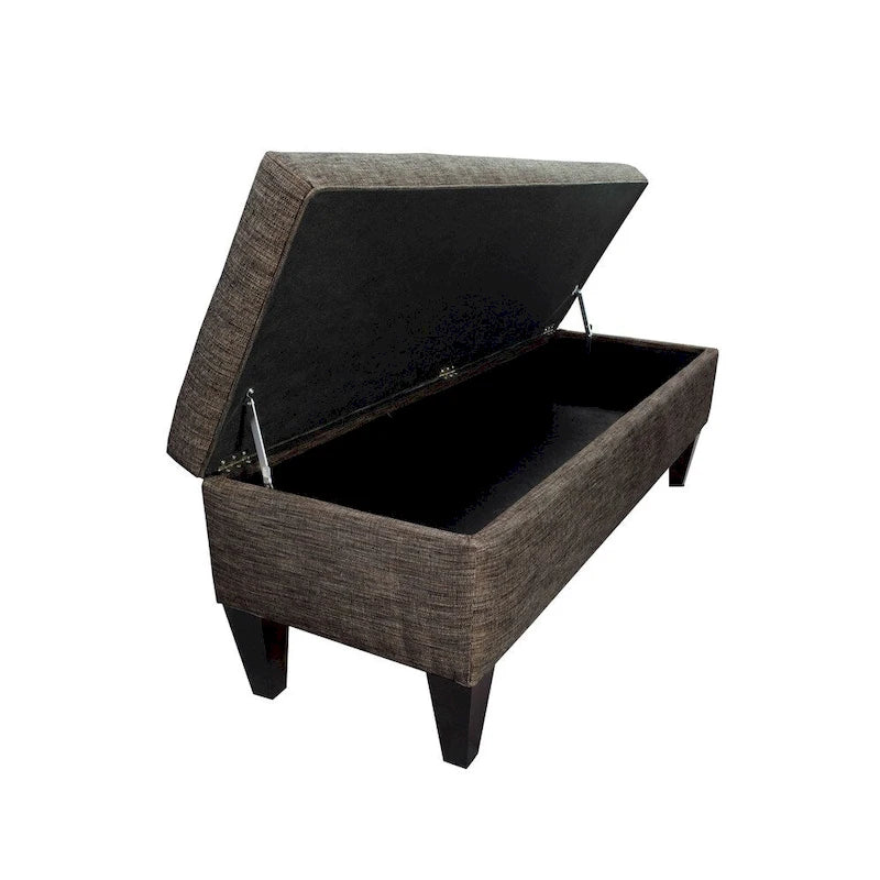 Pouf de rangement long capitonné Brooke à 10 boutons