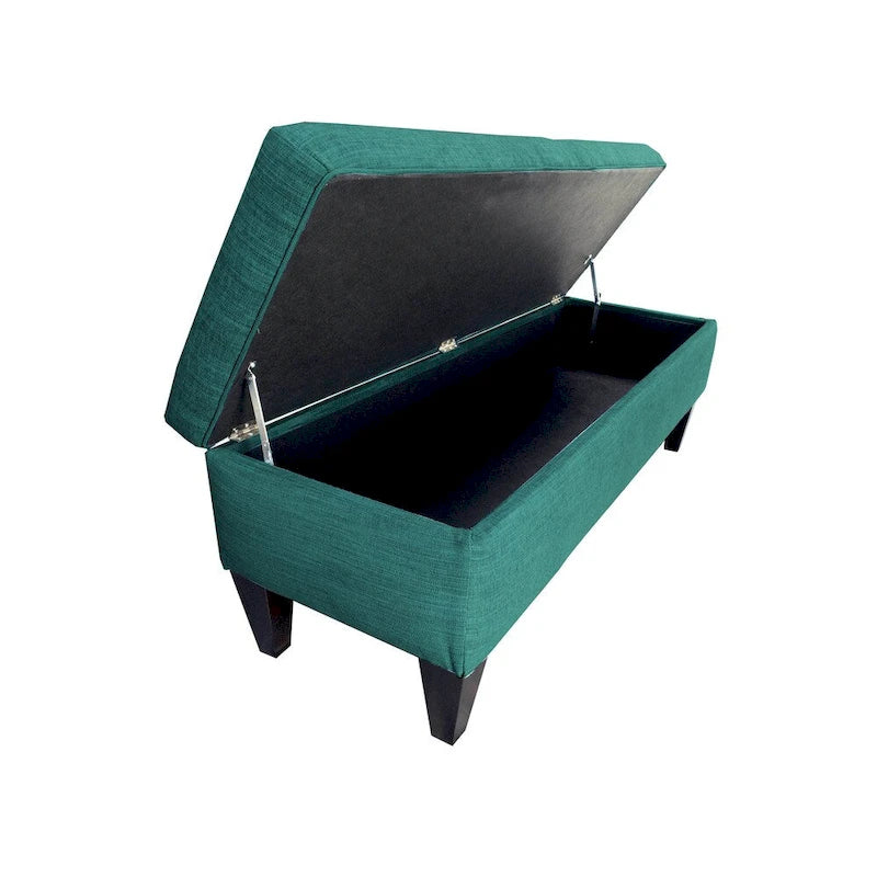 Pouf de rangement long capitonné Brooke à 10 boutons