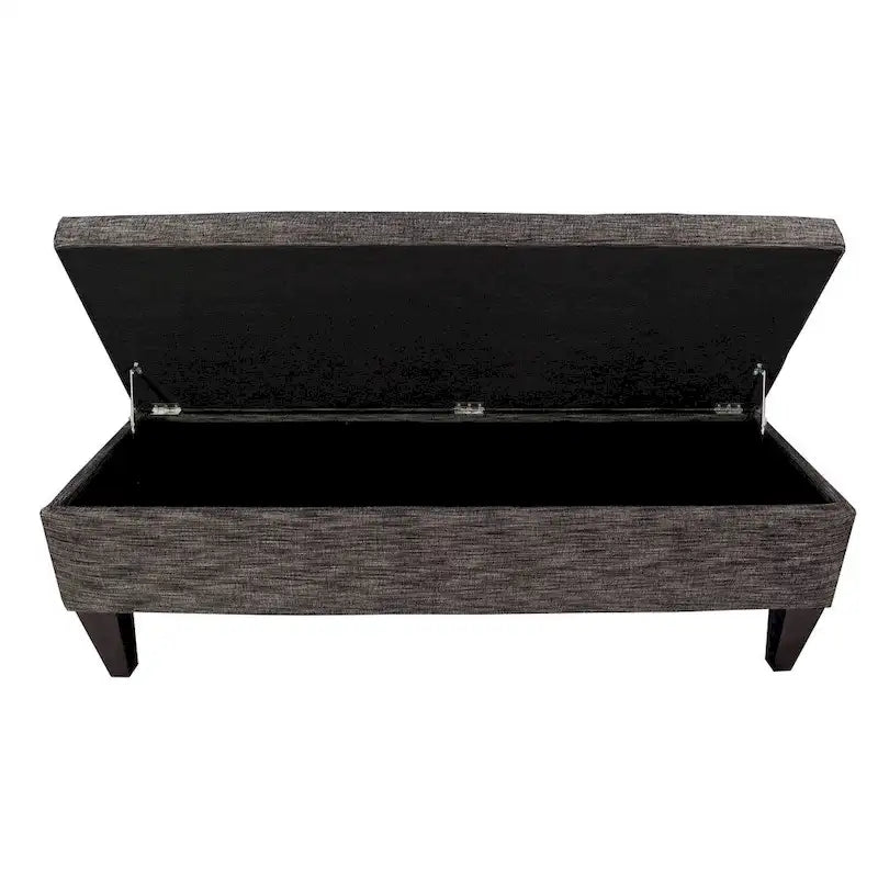 Pouf de rangement long capitonné Brooke à 10 boutons