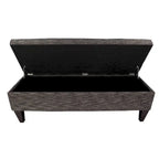 Pouf de rangement long capitonné Brooke à 10 boutons