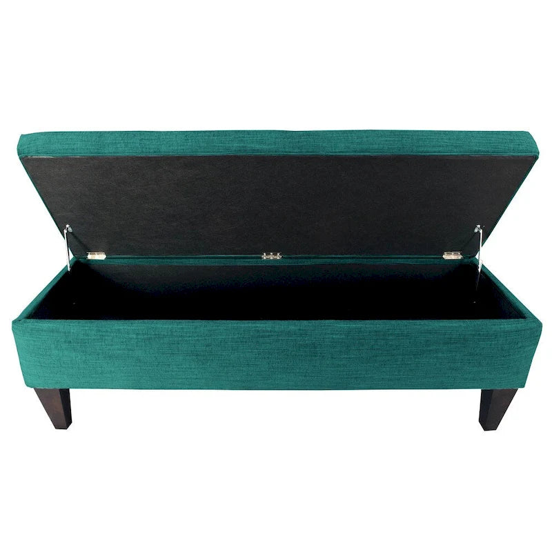 Pouf de rangement long capitonné Brooke à 10 boutons