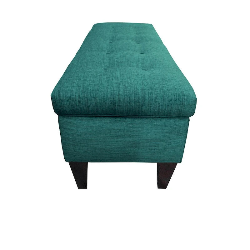 Pouf de rangement long capitonné Brooke à 10 boutons