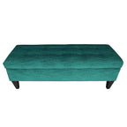 Pouf de rangement long capitonné Brooke à 10 boutons