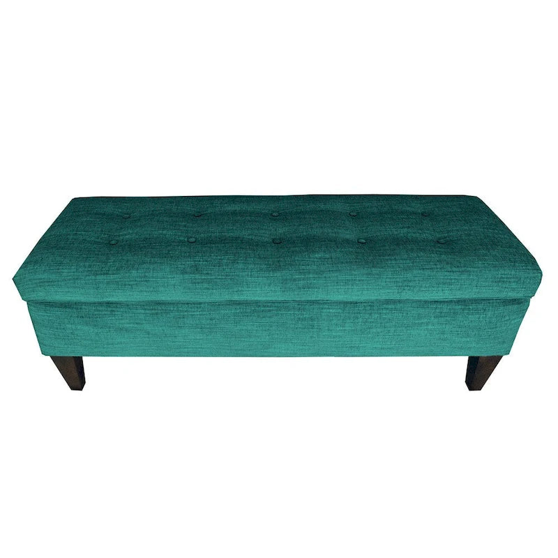 Pouf de rangement long capitonné Brooke à 10 boutons