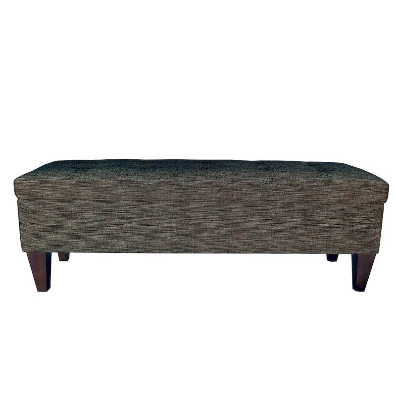 Pouf de rangement long capitonné Brooke à 10 boutons