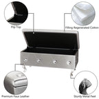Banc de rangement de 95 cm (37,4 pouces) avec capitonnage à boutons et charnière de sécurité, repose-pieds rabattable pour chambre, salon et entrée