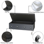 Banc de rangement de 95 cm (37,4 pouces) avec capitonnage à boutons et charnière de sécurité, repose-pieds rabattable pour chambre, salon et entrée