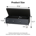 Banc de rangement de 95 cm (37,4 pouces) avec capitonnage à boutons et charnière de sécurité, repose-pieds rabattable pour chambre, salon et entrée