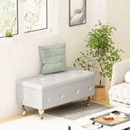 Banc de rangement de 95 cm (37,4 pouces) avec capitonnage à boutons et charnière de sécurité, repose-pieds rabattable pour chambre, salon et entrée