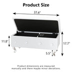 Banc de rangement de 95 cm (37,4 pouces) avec capitonnage à boutons et charnière de sécurité, repose-pieds rabattable pour chambre, salon et entrée