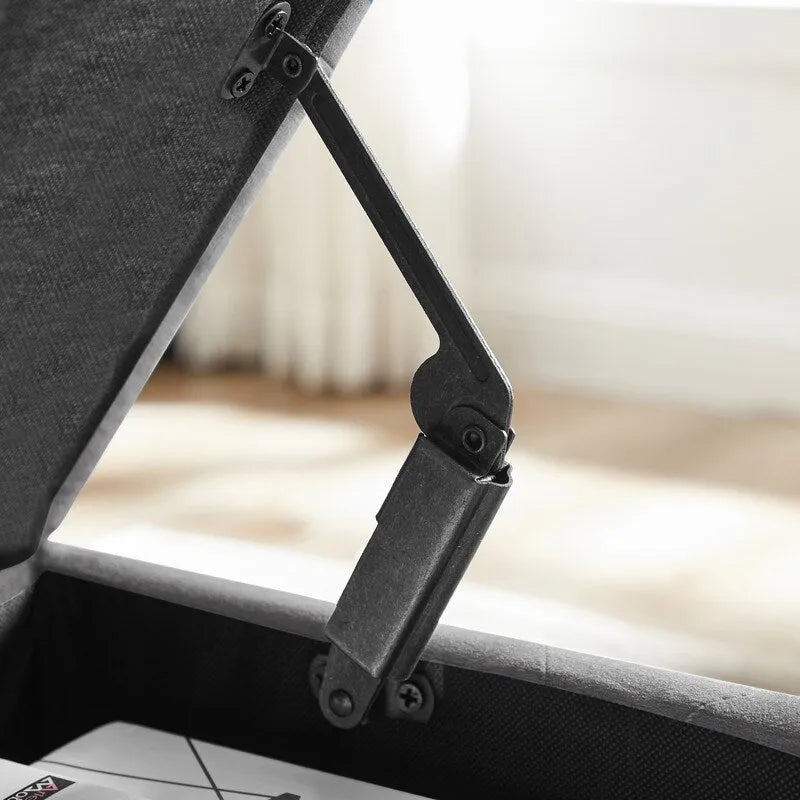 Banc de rangement, siège d'entrée rabattable avec charnière de sécurité, coffre de rangement avec assise rembourrée