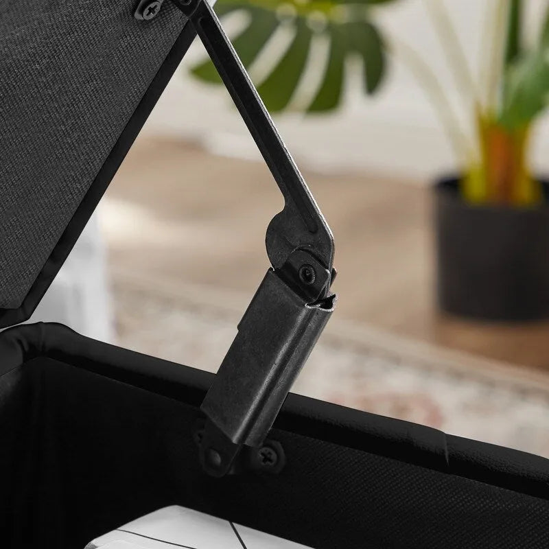 Banc de rangement, siège d'entrée rabattable avec charnière de sécurité, coffre de rangement avec assise rembourrée