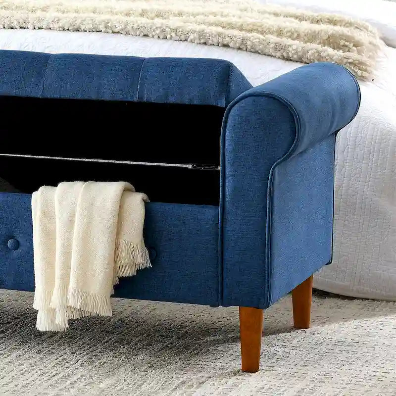 Banc de rangement capitonné à boutons pour chambre à coucher 62