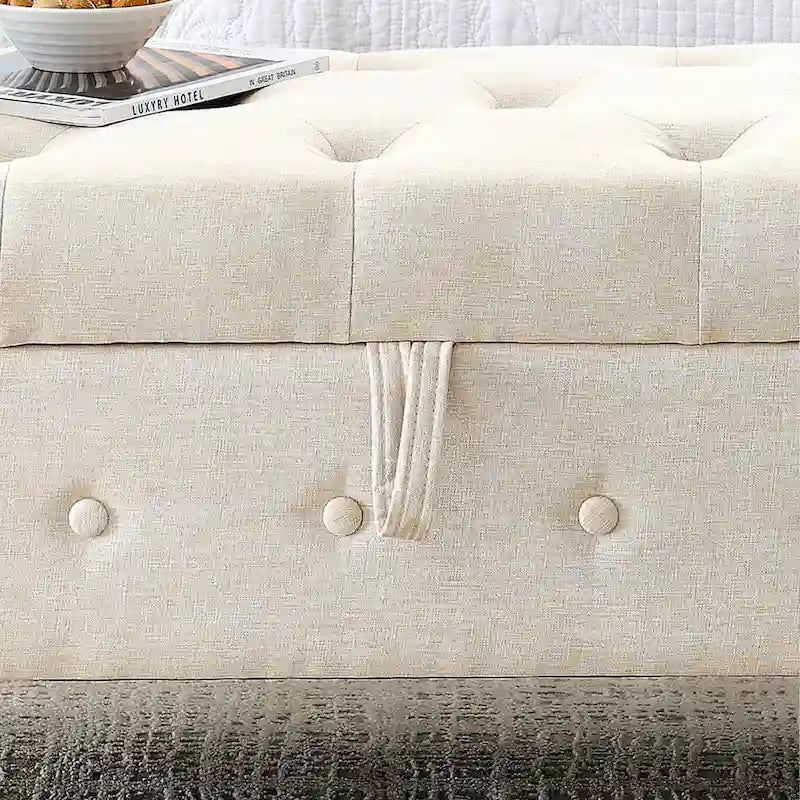 Banc de rangement capitonné à boutons pour chambre à coucher 62