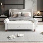 Banc de lit 63 en tissu blanc crème