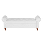 Banc de lit 63 en tissu blanc crème