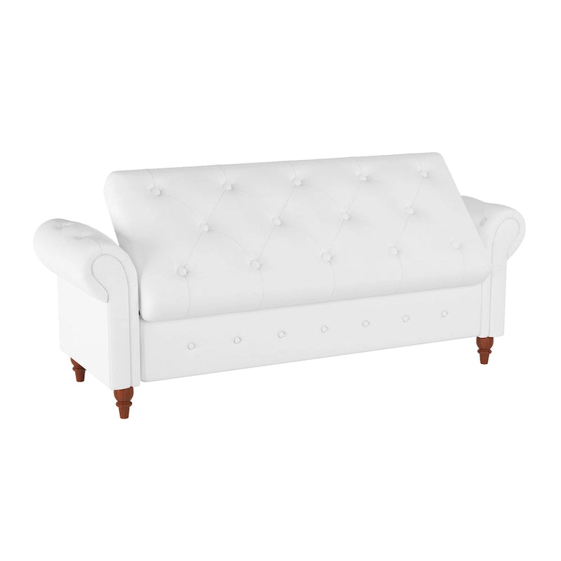 Banc de lit 63 en tissu blanc crème