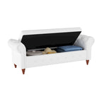 Banc de lit 63 en tissu blanc crème
