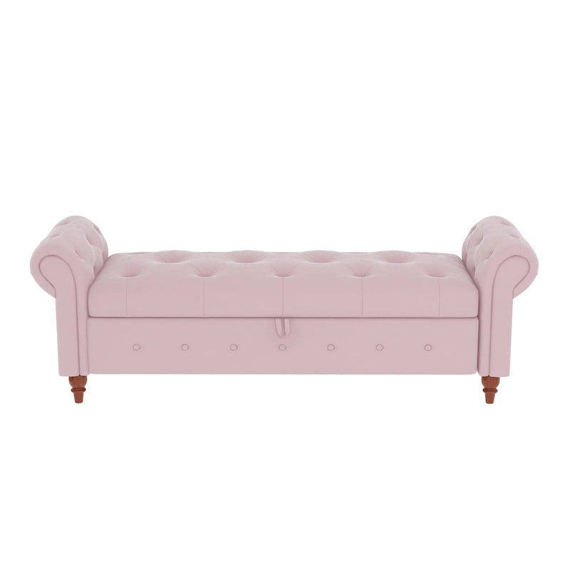 Banc de lit 63 en tissu blanc crème