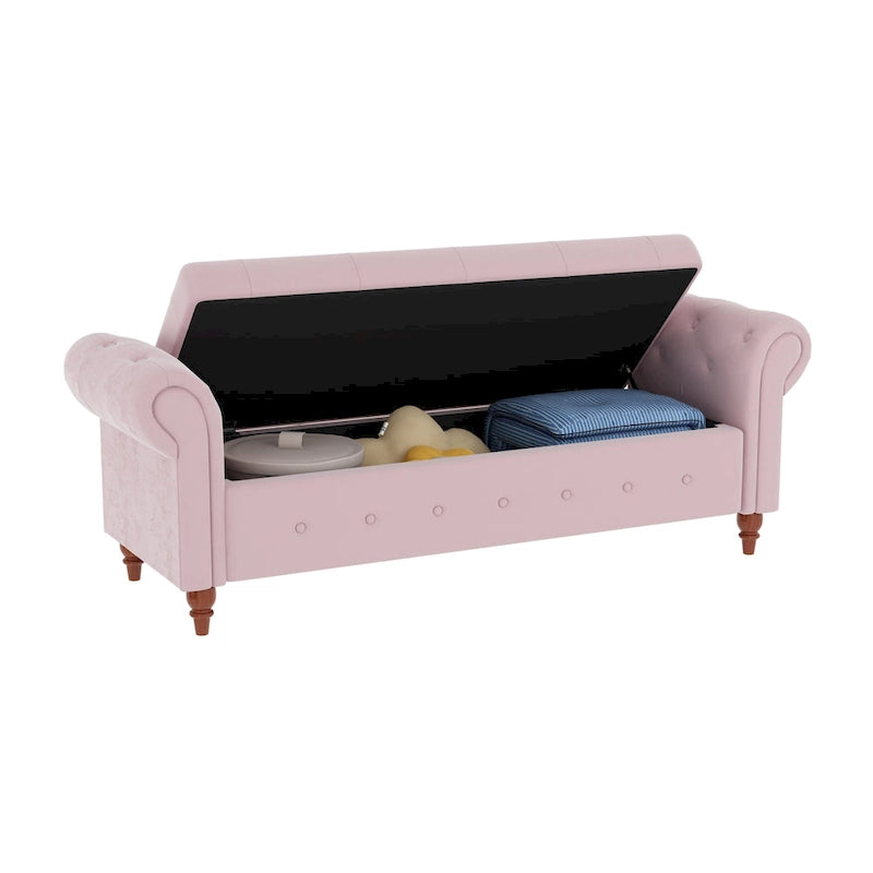 Banc de lit 63 en tissu blanc crème