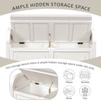 Banc de rangement multifonctionnel en bois massif de style rustique (42 pouces)