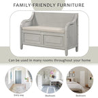 Banc de rangement multifonctionnel en bois massif de style rustique (42 pouces)