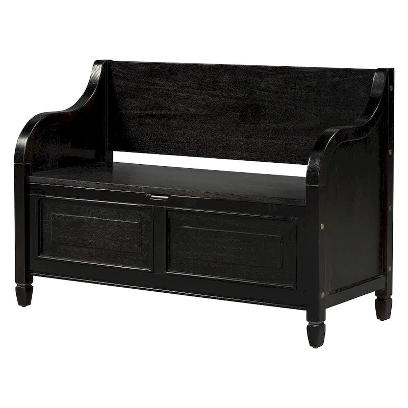 Banc de rangement multifonctionnel en bois massif de style rustique (42 pouces)
