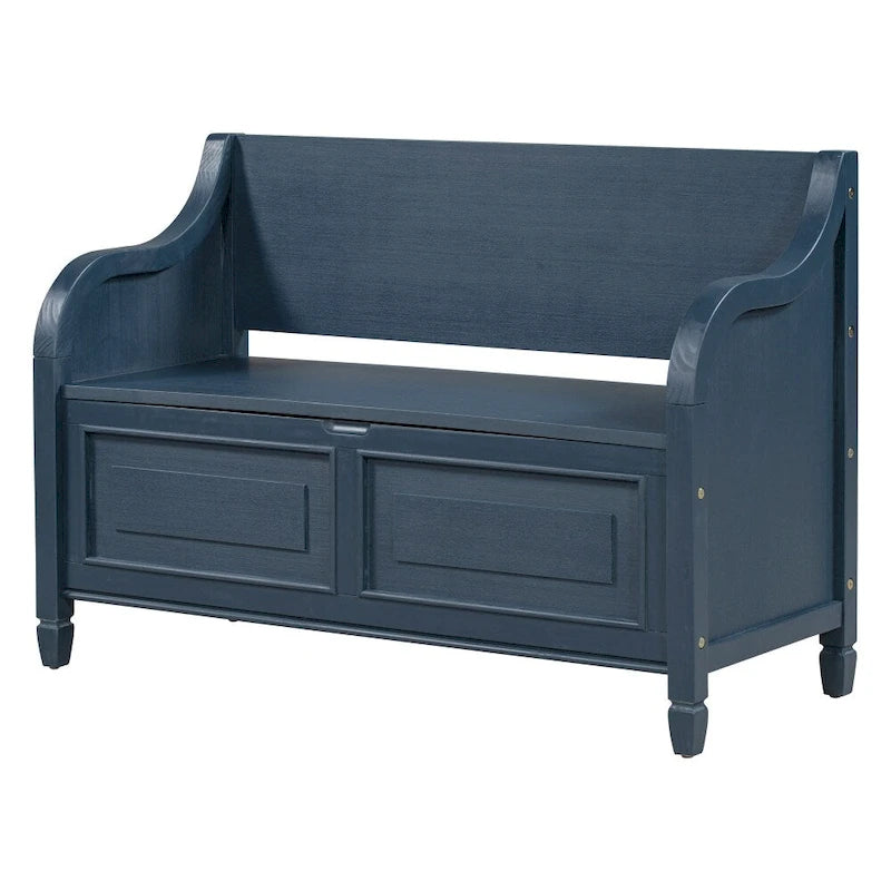 Banc de rangement multifonctionnel en bois massif de style rustique (42 pouces)
