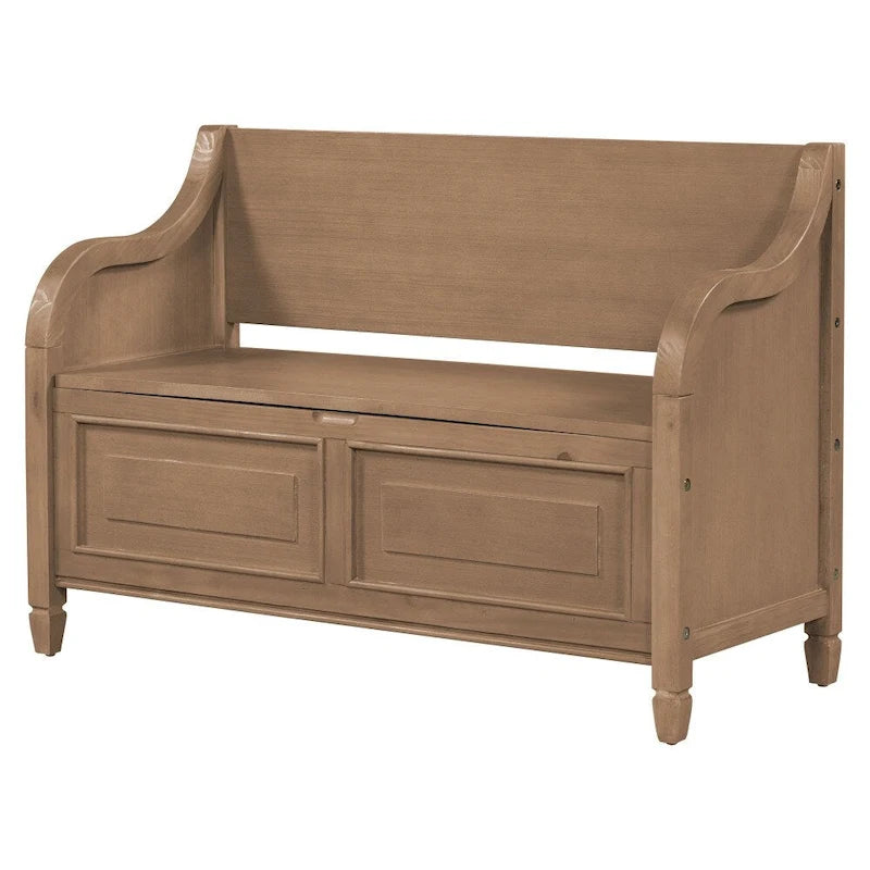 Banc de rangement multifonctionnel en bois massif de style rustique (42 pouces)
