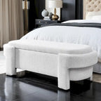 Banquette rembourrée en tissu de lin, grand espace de rangement, (51,5 x 20,5 x 17)