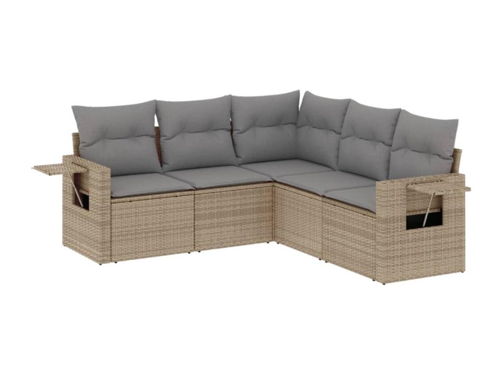 Ensemble de mobilier de jardin en résine tressée beige - dlz1766459426759