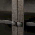 Buffet vitré Arelius marron clair avec piètement en métal noir, 4 portes - 70,0 cm (L) x 18,0 cm (l) x 32,0 cm (H)