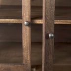 Buffet vitré Arelius marron clair avec piètement en métal noir, 4 portes - 70,0 cm (L) x 18,0 cm (l) x 32,0 cm (H)