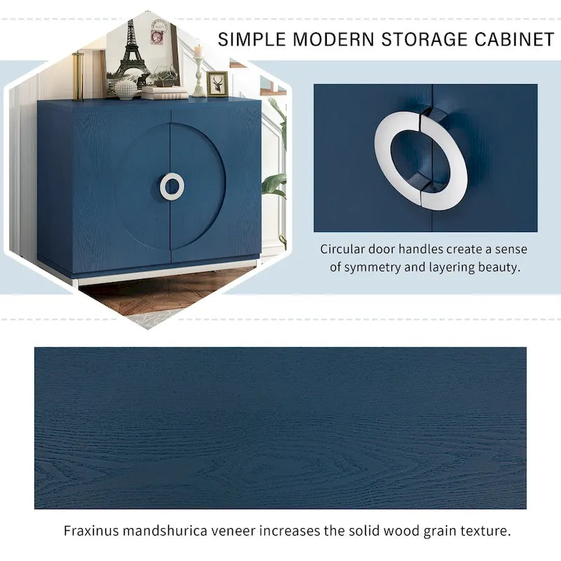 Meuble de rangement simple, meuble d'appoint avec placage en bois massif