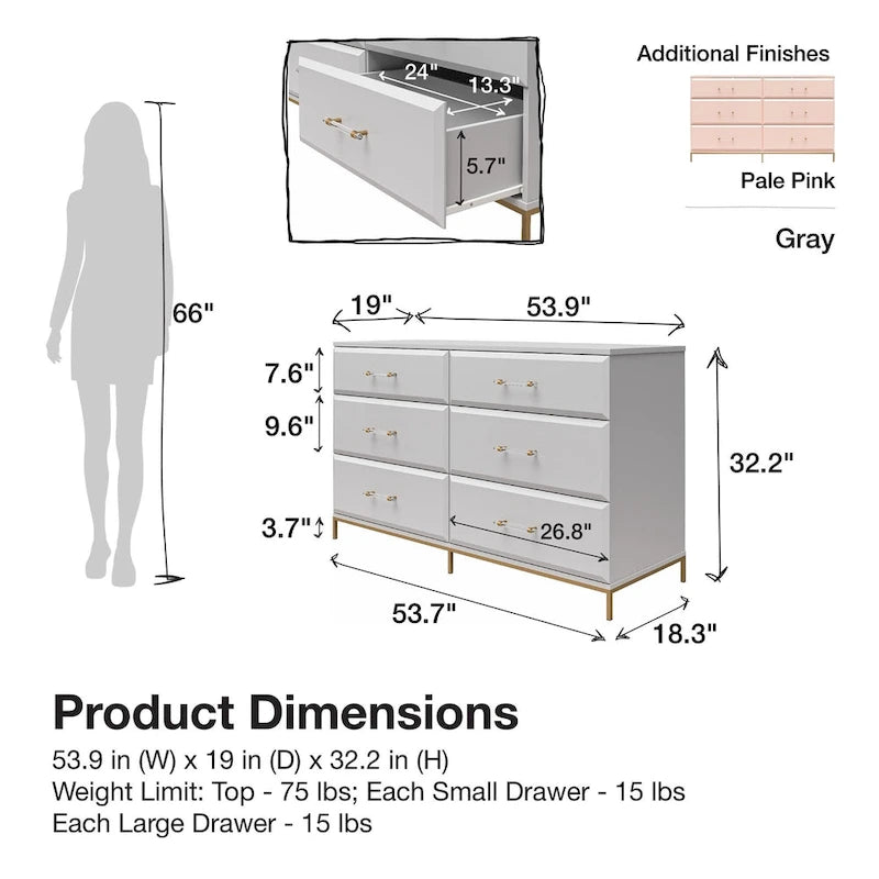 Commode à 6 tiroirs M. Kate Effie
