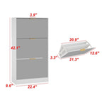 Meuble à chaussures Timechee avec 3 tiroirs à miroirs rabattables, modèle mince autoportant