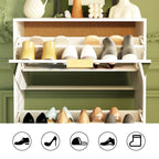 Meuble à chaussures Timechee avec 3 tiroirs à miroirs rabattables, modèle mince autoportant