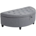 HOMCOM Half Circle Modern Luxurious Storage Polyester Fabric Ottoman Bed Bench with Legs Lift Lid Thick Sponge Pad Ideal Bench