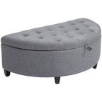 HOMCOM Half Circle Modern Luxurious Storage Polyester Fabric Ottoman Bed Bench with Legs Lift Lid Thick Sponge Pad Ideal Bench