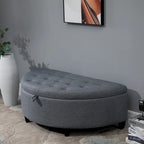 HOMCOM Banc de lit ottoman demi-cercle moderne et luxueux en tissu polyester avec pieds, couvercle relevable et coussin en mousse épaisse. Banc idéal.