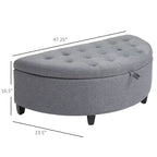 HOMCOM Banc de lit ottoman demi-cercle moderne et luxueux en tissu polyester avec pieds, couvercle relevable et coussin en mousse épaisse. Banc idéal.