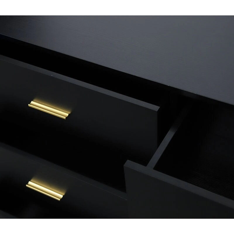 Commode moderne noire à 6 tiroirs pour chambre à coucher