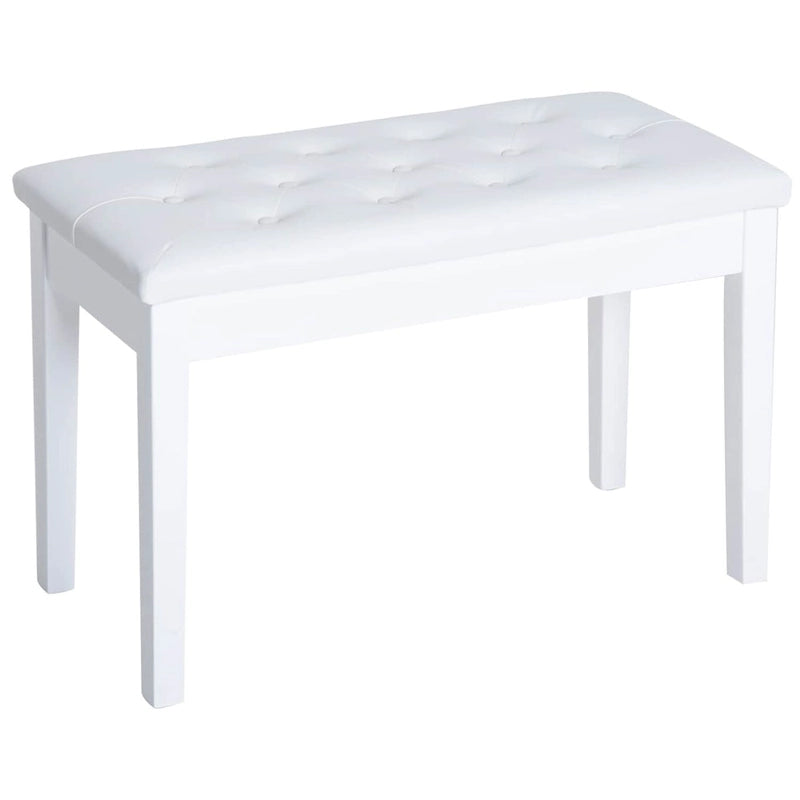 Banc de piano 2 places HOMCOM traditionnel de style campagnard, rembourré en similicuir et bois de bouleau - Blanc