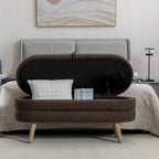 Banc de rangement pour chambre à coucher avec pieds en bois