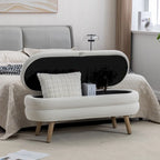 Banc de rangement pour chambre à coucher avec pieds en bois