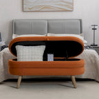 Banc de rangement pour chambre à coucher avec pieds en bois