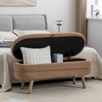 Banc de rangement pour chambre à coucher avec pieds en bois