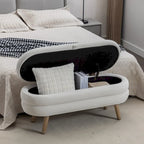 Banc de rangement pour chambre à coucher avec pieds en bois