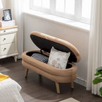 Banc de rangement pour chambre à coucher avec pieds en bois